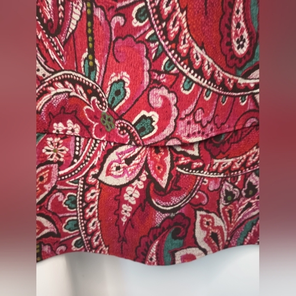 J Jill Red Paisley Layered Tunic Top XL Long Sleeve Keyhole  Bohemian Art - Picture 2 of 14